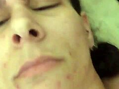 Using vibrator on her dry pussy lips sexy toys