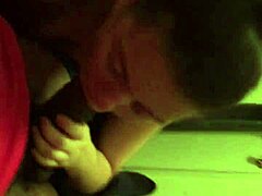 The big black dick gets sucked hard by the amateur babe.