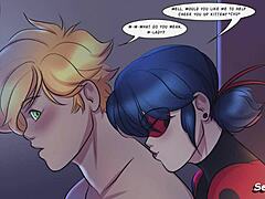 Miraculous Ladybug jezdí na velkém bílém ptáku venku s plácáním a drážděním