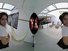 in vr reality, a cute latina gets her ass pounded hard from pov