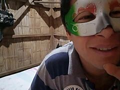 A latina warms up a young 18-year-old