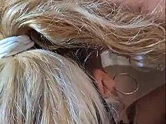 Happy Christmas cuckold Pam hotwife fucks schoolgirl bareback in front of husband who joins