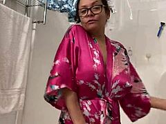 Mature Latina Anna's seductive bathrobe tease