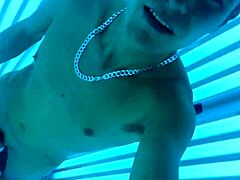 kevin v fucks himself with a dildo on a public tanning bed, so taboo
