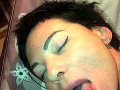 Wife in stockings receives creampie from husband in descriptive scene