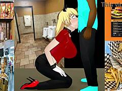jonnystone deepthroats girlfriend during lunch break in cartoon interracial food-themed encounter