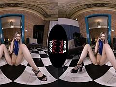 Blonde's Intense POV Masturbation with Big Tits and Shaved Hairless Pussy in Taboo Scene