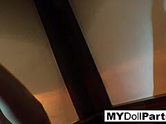 Kayla Jane performs foot play at the bar