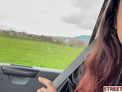 Slut hitchhikes for car hood bang