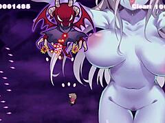 Beautiful anime succubus with big tits rides hard in hentai game.