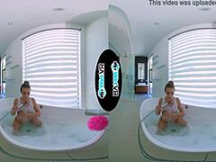 WetVR bath creeper fills step sister in VR POV with monster cock for blowjob and oral 😏