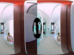 WetVR bath creeper fills step sister in VR POV with monster cock for blowjob and oral 😏