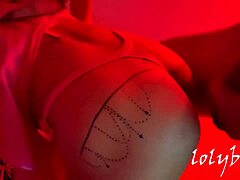 lonely girl uses big red dildo for consolation