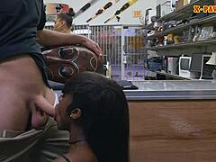 In the ghetto, this ebony amateur sells a traditional mask then gets fucked hard by a black guy with tattoos.