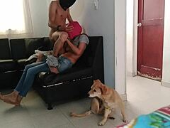 Stepsister puts on mask, milks me in living room.