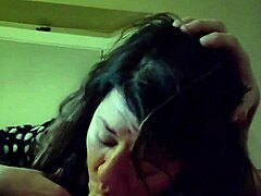 Girl in shower sucking dick deeply while showing tits and ass.