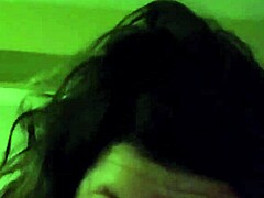 Girl in shower sucking dick deeply while showing tits and ass.