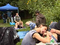 Outdoor sex party in the garden