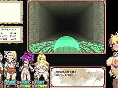 dungeon exploration with four bitches in this erotic game challenge