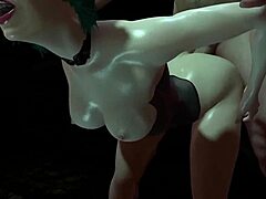 hot girl with green hair gets fucked from behind in 3d porn