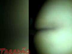 She eagerly takes the cum from his dick, her big natural tits bouncing as she orgasms in anal action