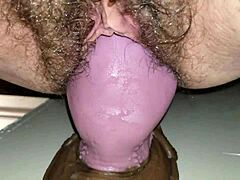 Hairy wife loves gapping toys