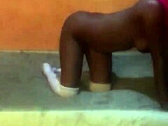 Sexy schoolgirl deepthroats big black cock in college