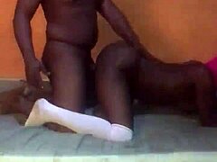 Sexy schoolgirl deepthroats big black cock in college