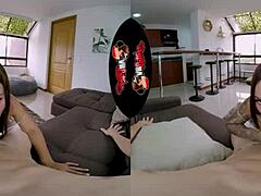Beautiful latina's first VR porn scene