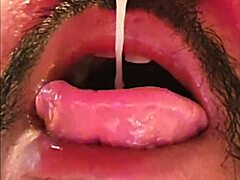 Gay amateur swallows own cum