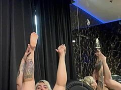 Tattooed Babe Squirts In Hotel Room