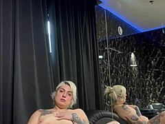 Tattooed Babe Squirts In Hotel Room