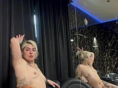 Tattooed Babe Squirts In Hotel Room