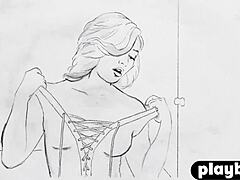 תראו את השדיים הגדולים והתחת שלי בלינג'רי, אומרת הדוגמנית מנדה קיי בסטריפטיז אירוטי ופוזינג עירום.