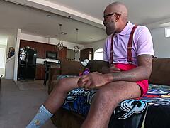 Watch this nerd tease with her natural tits before deepthroating that big cock