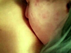 blue hair girl giving a long blowjob session