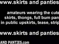 แฟลชกางเกงในกลางแจ้งใต้กระโปรงทำให้ฉันเสียวสุดๆ ในฐานะสาวสมัครเล่นที่ชอบล่อใจ