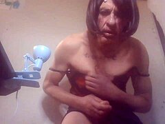 Transsexual girl shows off her nice ass in casual scene