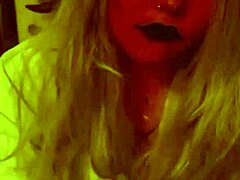 Devil sucks his soul out with gloved handjob!