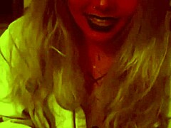 Devil sucks his soul out with gloved handjob!