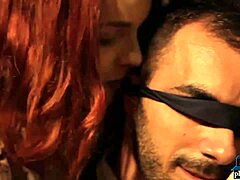 Spanish redhead teen takes control, licking and sucking him