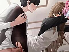 섹시 뱀파이어들이 스타킹 입고 야생 대학 장면에서 하드 섹스