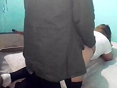 Fucking doggy style on a cold day in a twin bed!