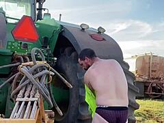 Gay farmer strips down outdoors