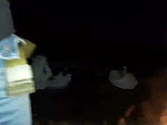 Neighbor Caught Us In Woods By Fire! She Masturbates With Dirty Talk - Lesbian Illusion Girls