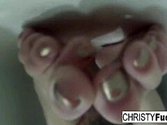 behind the scenes in the makeup room bath with christy mack, showin her big tits and ass