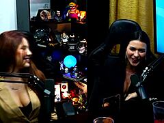 Pocahontas Carioca and Isa Albuquerque hook up during podcast, sucking Clara Dalcol's tits