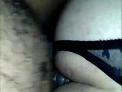 Amateur in lingerie and panties gives blowjob to ficante