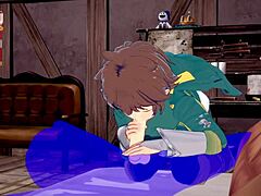 Konosuba yaoi - Kazuma从日本动漫游戏嘴中射精