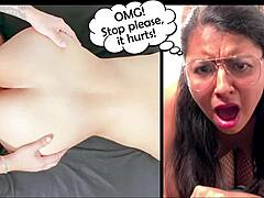 Aj! Första gången anal gör så ont med sexig 18-årig latina! 😱